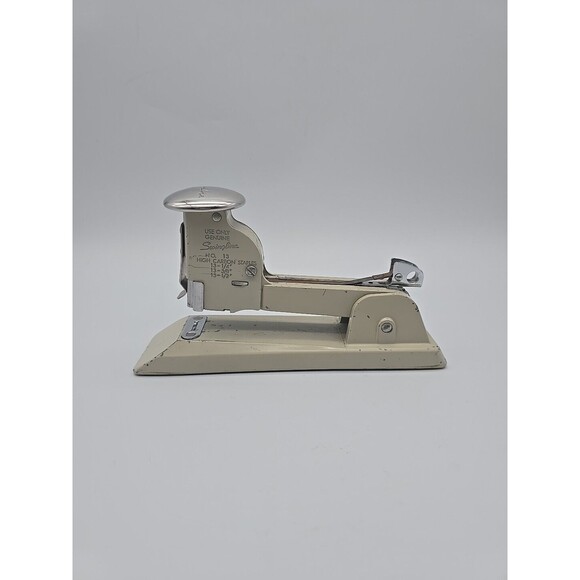 Vintage Swingline No 13 High Carbon Stapler Beige Heavy Duty Steel Made In USA - Picture 1 of 12
